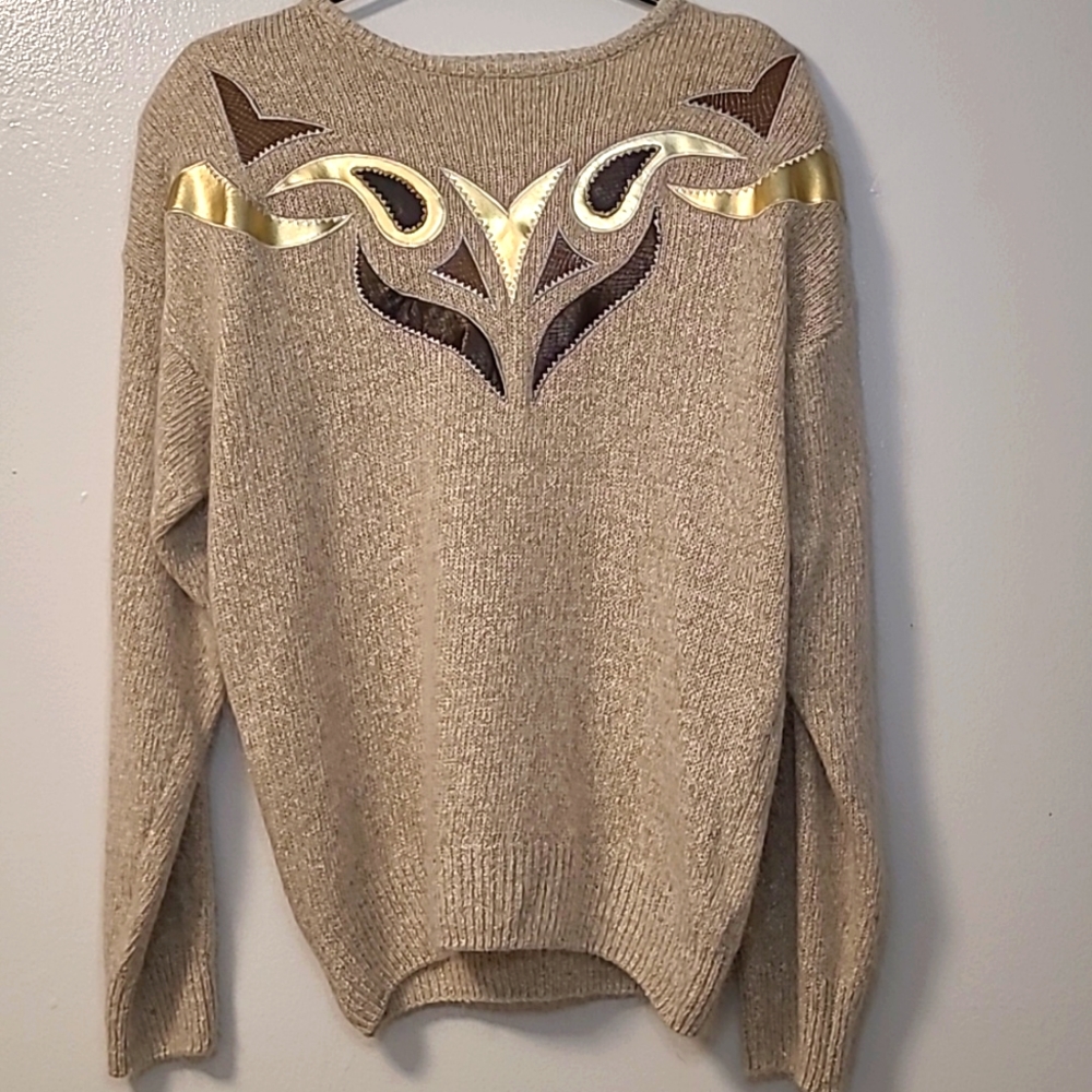 Jessica Womens Vintage Silk and Angora motif sweater Size Large